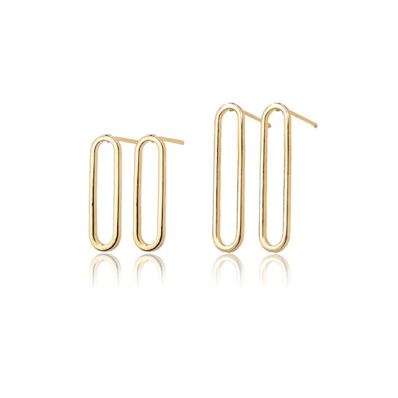 10pcs Oval Hoop Earring Posts, 18K Gold Plated Brass with 925 Sterling Silver Post, Hypoallergenic Jewelry Making Supplies, 20mm or 25mm