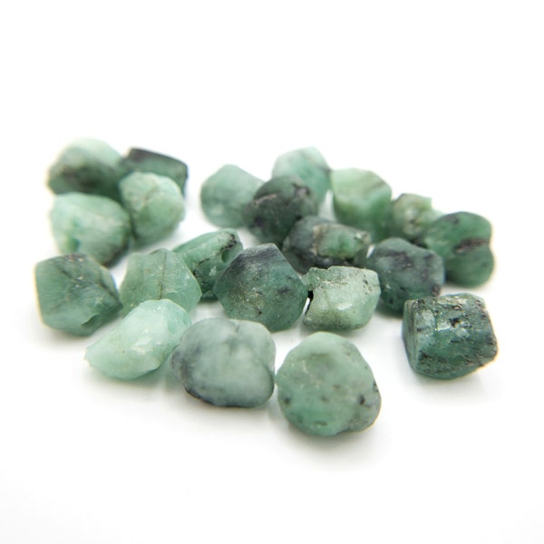 Raw EMERALD Gemstone, Dainty MAY Birthstone, 1mm Hole Center Drill, Heart Chakra Healing Crystal, Loose Gemstone Retail & Wholesale (G05RAW)