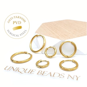 Huggie Hoop Earrings, 10PCs+ Hypoallergenic Stainless Steel, Anti-tarnish 18K Gold PVD Plating Hoop Earrings, Comfortable Sleeper Earrings