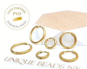 Huggie Hoop Earrings, 10PCs+ Hypoallergenic Stainless Steel, Anti-tarnish 18K Gold PVD Plating Hoop Earrings, Comfortable Sleeper Earrings