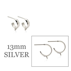 C-Hoop Studs with Loop in Platinum 13mm