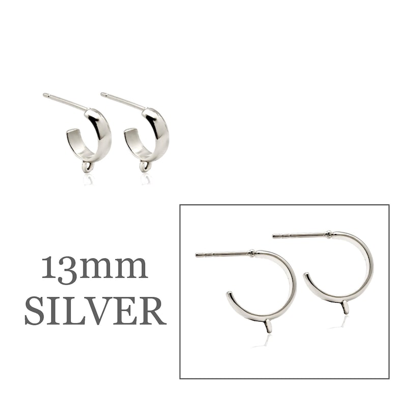 C-Hoop Studs with Loop in Platinum 13mm