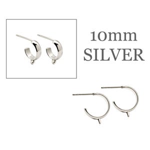 C-Hoop Studs with Loop in Platinum 10mm