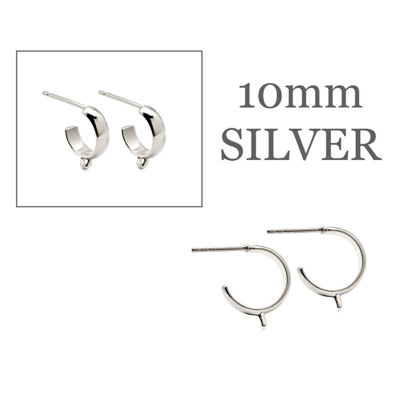 C-Hoop Studs with Loop in Platinum 10mm