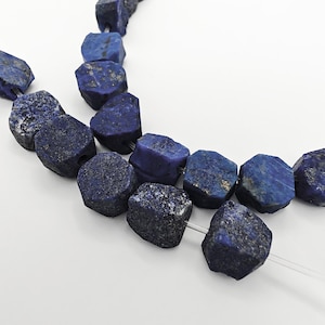 Raw Lapis Lazuli Bead, September Birthstone Fragment with 1mm Drill Hole, Natural Blue Gemstone for DIY Jewelry, Beading & Crafting