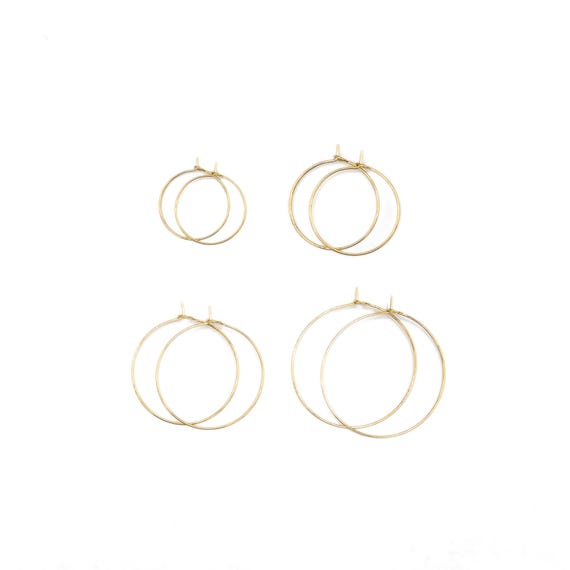 10-100pcs 14k Gold Plated 316L Stainless Steel Beading Hoops • Bulk Hypoallergenic Earring Findings 21ga • DIY Wine Charm Rings 25-35mm