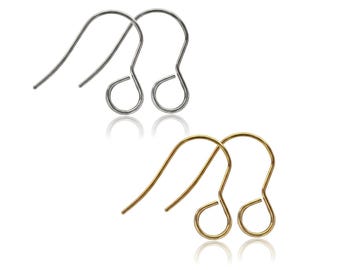 10-200pcs Large Loop Earring Hooks, Hypoallergenic Stainless Steel in Waterproof 18K Gold PVD Ear Wires, French Hooks for Custom Jewelry DIY