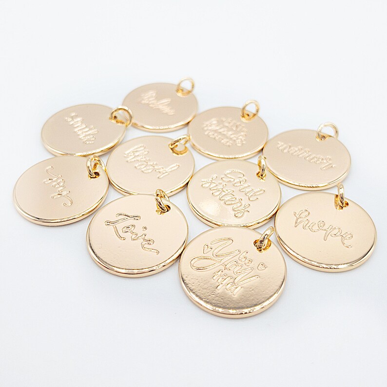 Message Charms or Quote Charms with Inspiration Word in 18K Etsy