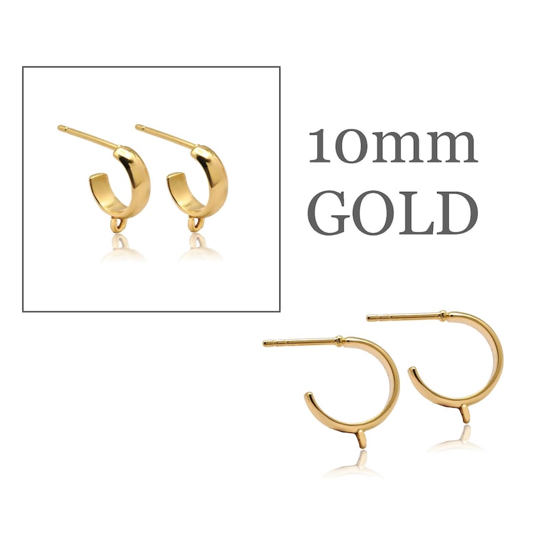 C-Hoop Studs with Loop in 18K Gold 10mm