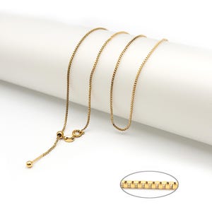 1Pc 18" Box Chain Necklace, 1mm Non-irritating Stainless Steel Chain in Waterproof 18K Gold PVD,  Screw Ball End for Add a Bead Jewelry
