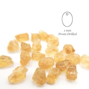 Raw CITRINE with 1mm Front Drill Hole, Dainty NOVEMBER Birthstone, Natural Yellow Gemstone for Personalized Holiday Gift, Sold by Piece