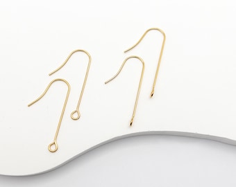 10/50 stuks 28 mm hypoallergene roestvrijstalen oorbelhaken in waterdicht 18K PVD-goud, chirurgisch staal lange vishaakdraad, doe-het-zelf-oorbellen