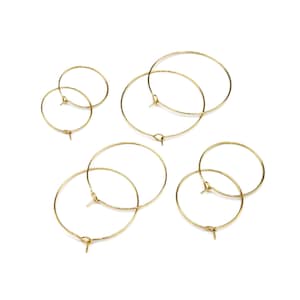 10-100 pezzi Cerchi per perline in acciaio inossidabile ipoallergenico placcato oro 14 carati, componenti per orecchini sfusi 21ga, anelli per ciondoli da vino fai da te 20-35 mm immagine 6