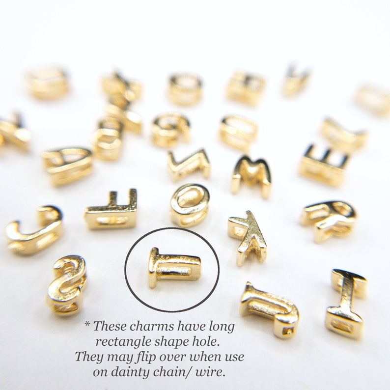 Alphabet Charm Casted in 925 Silver, Dainty Initial letter Bead for Jewelry Making, Hollow Letter Pendants for Personalized Jewelry P007-S image 3