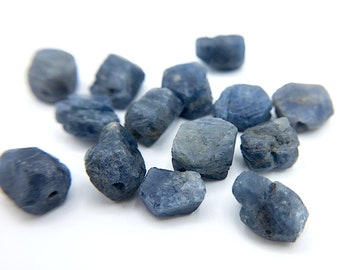 Raw BLUE SAPPHIRE Gemstone, Dainty SEPTEMBER Birthstone, 1mm Hole Center Drill, Throat Chakra, Loose Gemstone Retail & Wholesale (G09RAW)