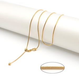 1 collier chaîne serpent en or PVD 18 carats, chaîne en acier inoxydable imperméable non irritante de 1 mm 18 po. avec embout à visser, ajouter une base de bijoux en perles