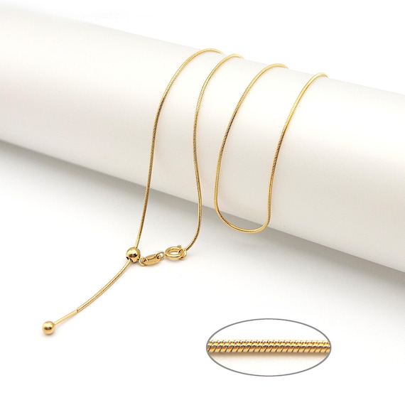 4-PCs Adjustable Snake Chain Necklace, Add a Bead DIY Threader Choker Necklace, 18K Gold PVD Stainless Steel, Tarnish-Resistant