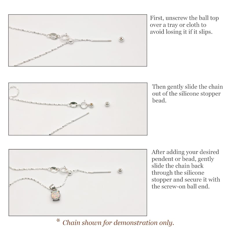Collar de cadena ajustable chapado en oro de plata de ley 925, enhebrador de 0,9 mm, gargantilla veneciana con cuentas y extremo de bola, joyería minimalista DIY. imagen 5