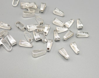 Pendant Bail, Silver Plated Bail, 10mm x 4mm Large Bail for Pendant, Snap-On Bail, Clip Bail  FINAL SALE by 100 Pieces