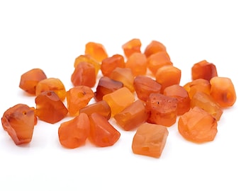 5/10pcs Raw Carnelian Beads 6-10mm • Center Drilled Rough Gemstone Nuggets • Orange Crystal Loose Stones • DIY Boho Jewelry Supply