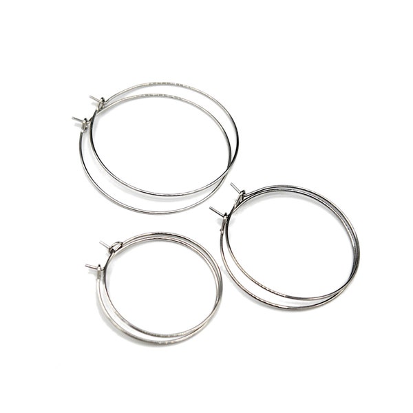 Wire Hoop Hypoallergenic Surgical Stainless Steel Earring Wire Finding in DARK SILVER Color, Wine Glass Rings Markers, Retail & Wholesale