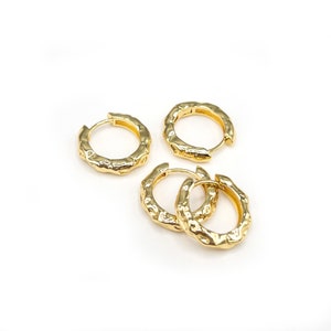 Molten Hoop Earrings: 18K Gold Plated Huggie Sleeper Earrings