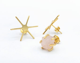 925 Sterling Silver Earring Blank Settings, 6 Prong 18K Gold Plated, Bulk 10Pcs/5 Pairs (CLEARANCE Wholesale Lot for Jewelry Makers)