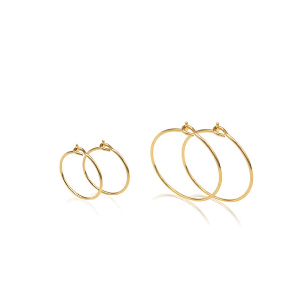 Hypoallergenic Surgical Stainless Steel Wire Hoop Earrings in 18K PVD Gold Plating, Polished Tip, 0.8mm Wire Earring Findings (STER-0027G)