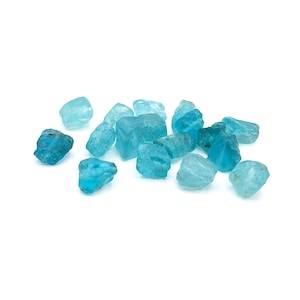 Raw Blue Apatite Beads, Dainty Blue Fluorapatite Gemstones with 1mm Drill Hole, Throat Chakra Healing Crystals for Jewelry, Beading & Craft