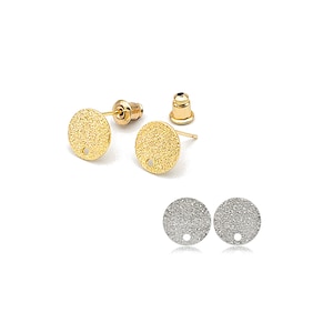 Stardust Disk Earring Posts: 18K Gold or Platinum Plated, DIY Jewelry Making (10 Pcs)