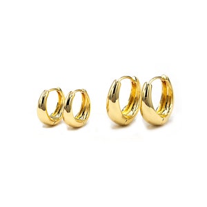 Teardrop Hoop Earrings in 18K Gold Plating, Lightweight Hoop Earrings, Thick Clicker Earrings, Hypoallergenic, 20mm FINAL SALE by Pair image 2