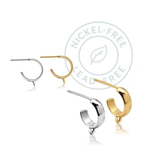 Nickel Lead-free C-Hoop Studs with Loop 18K Gold & Platinum
