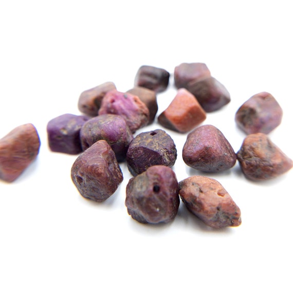 5/10pcs Raw Ruby Beads 6-10mm • Center Drilled Rough Gemstone Nuggets • Natural Red Crystal Loose Stones • July Birthstone Jewelry Supply