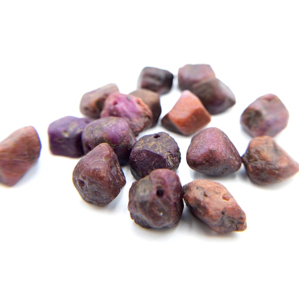 Raw RUBY Gemstone, Dainty JULY Birthstone, 1mm Hole Center Drill, Root Chakra Healing Crystal, Loose Gemstone Retail & Wholesale (G07RAW)