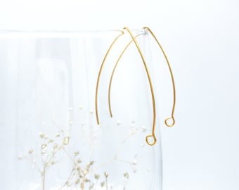 Earring Wires V Shape, 18K Gold Plated Stainless Steel, 40mm x 27mm with 0.8mm Wire, Marquise Ear Wire, FINAL SALE by Pair