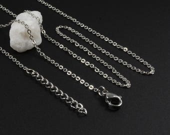 Cable Chain Necklace Made with Hypoallergenic Steel, Nickel and Lead-Free, Adjustable Extender and Lobster, FINAL SALE by Piece