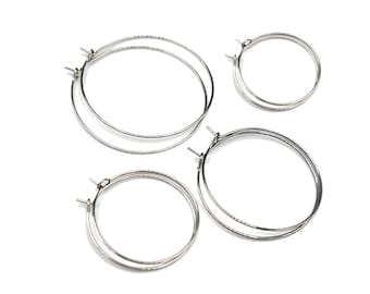10-100 stuks hypoallergeen roestvrij staal kralen hoopoorbel bevindingen, aanslagvrij 20 mm 25 mm 30 mm 35 mm draad wijnglas bedelringen bulk