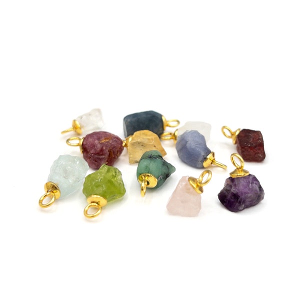 Birthstone Pendants, Dainty Rough-Cut Gemstone Pendants from 6mm to 8mm for Minimalist Birthstone Jewelry, FINAL SALE - 1 Piece