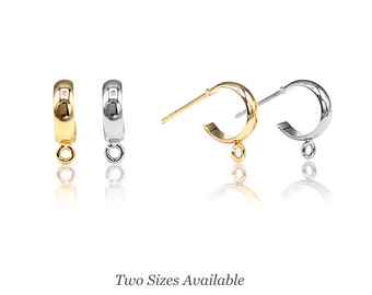 Small Half-Hoop Earring Findings in 18K Gold Plating with Attachment Ring, Nickel Lead Free & Hypoallergenic Earring Component (BRER0024)