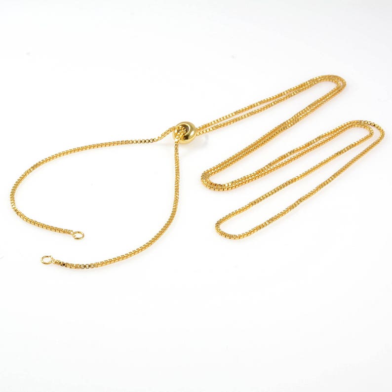 28 Adjustable Box Chain Necklace Finding in 14K Gold Plating CNB001-28Y-G 1 PC