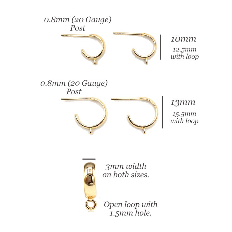 C-Hoop Studs with Loop Size Reference 2