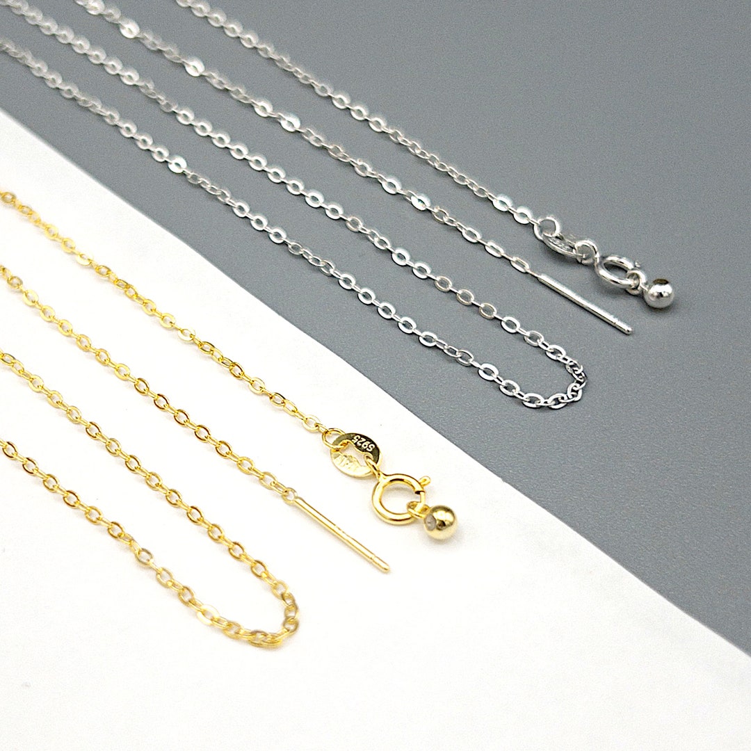 Cable Chain Necklace in 925 Sterling Silver, Adjustable Add a Bead 1