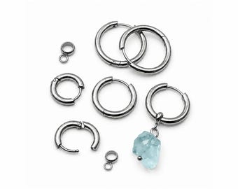 De 10 a 50 piezas de aros de acero quirúrgico para pendientes o conectores de colgantes de acero inoxidable, soportes para dijes, accesorios para pendientes DIY, suministros para joyería