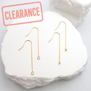 Ear Wire Hooks, 50 PCs Hypoallergenic Steel Earring Findings in 18K Gold, Long Drop Earring Hooks for Earring Making and Crafting