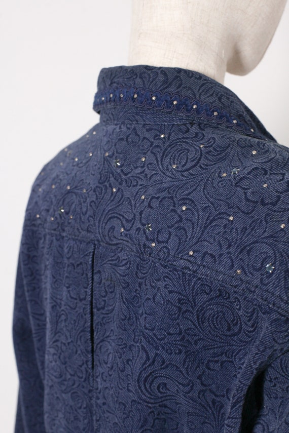 1980s Paisley Print Denim Jacket - image 3