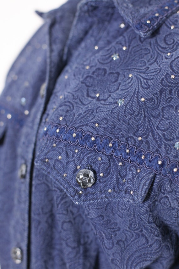 1980s Paisley Print Denim Jacket - image 5