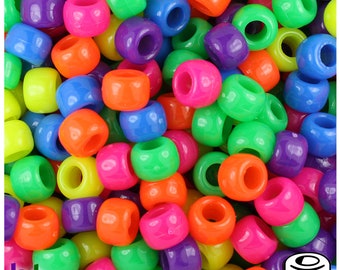 1000 Hot Pink Transparent 7mm Mini Barrel Plastic Pony Beads Made in the USA