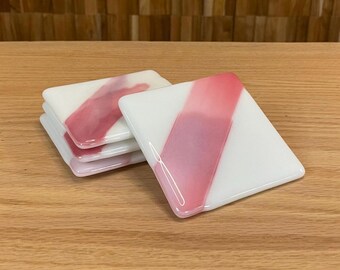 Pink and White Coasters (set of 4)
