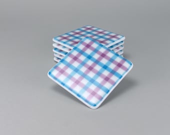 Pink and Blue Gingham Coasters (set of 6)