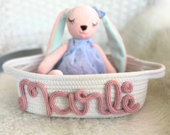 PERSONALIZED Baby Shower Gift Basket • Customize Rope Name Custom Monogram Gift Basket Baby Gift Basket Toy Name Basket Storage Basket Gift